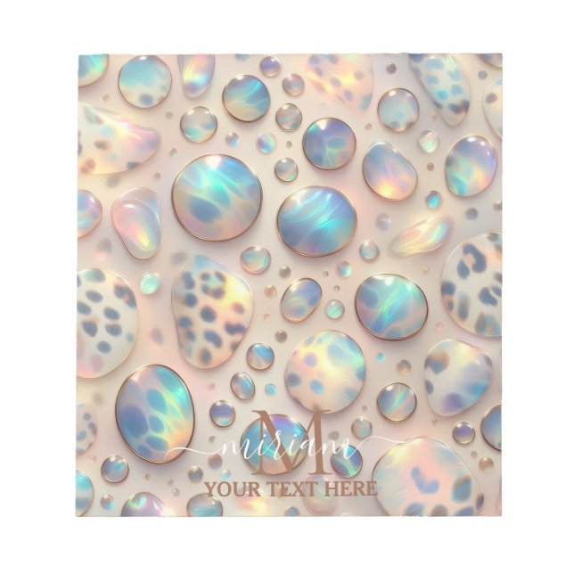 Bloco De Notas Girly Trendy Opal Leopard Print Monogram (Frente)