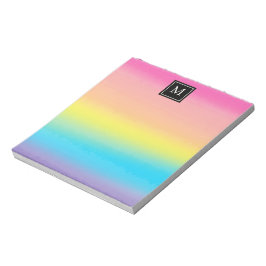 Bloco De Notas Girly Watercolor, Rainbow Monograma Kids