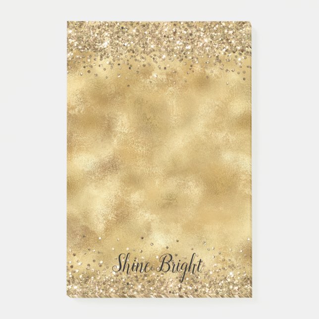 Bloco De Notas Glam Dourado Glitter Confetti      (Frente)