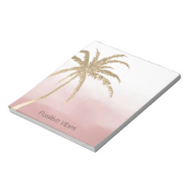 Bloco De Notas Glam Dourado Tropical Palm Pink ombre
