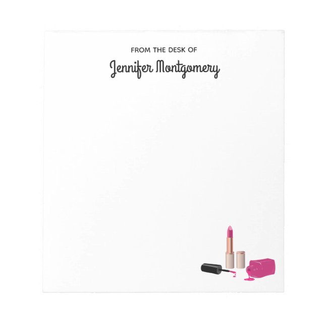 Bloco De Notas Glam-Lábio Rosa E Bela Polonesa Nail Pensada (Frente)