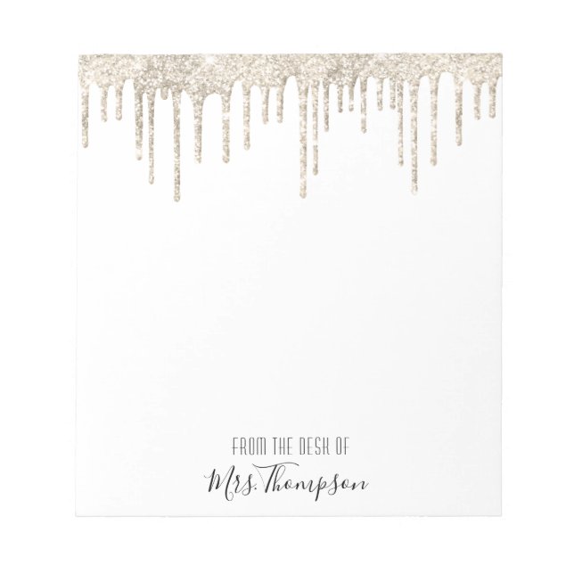 Bloco De Notas Glama de Script de Nome Branco Dourado de Dripping (Frente)