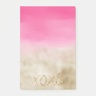Bloco De Notas Glama Dourado Cola de Água Rosa Tie Dye XOXO Glit