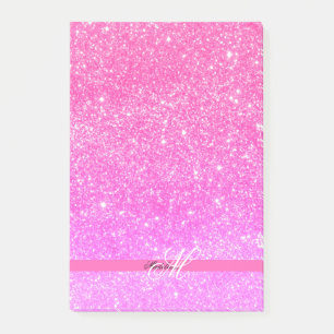 Bloco De Notas Glamor Girl Hot Pink Glitter Personalizado Name