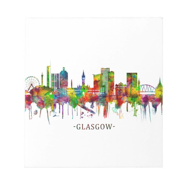 Bloco De Notas Glasgow Scotland Skyline (Frente)