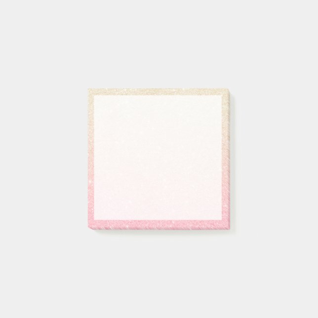 Bloco De Notas Glitter bonito de ouro com gradiente cinzento rosa (Frente)