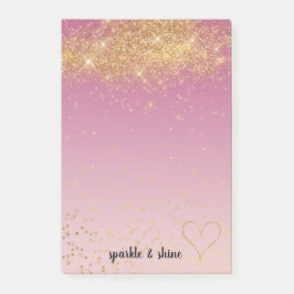 Bloco De Notas Glitter de Brilho Rosa Dourado de Brilho