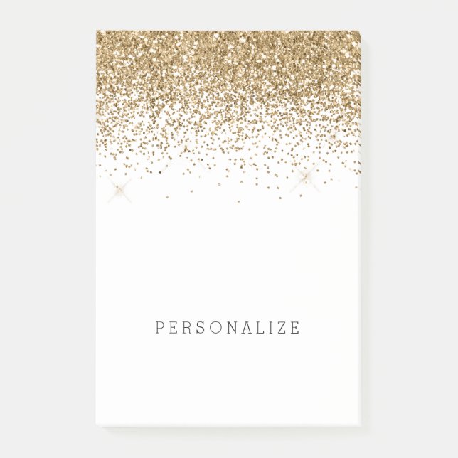 Bloco De Notas Glitter de Falsificação do Minigráfico Dourado (Frente)
