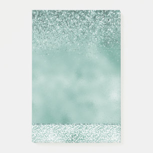 Bloco De Notas Glitter de Impressão do Leopardo Branco da Menina