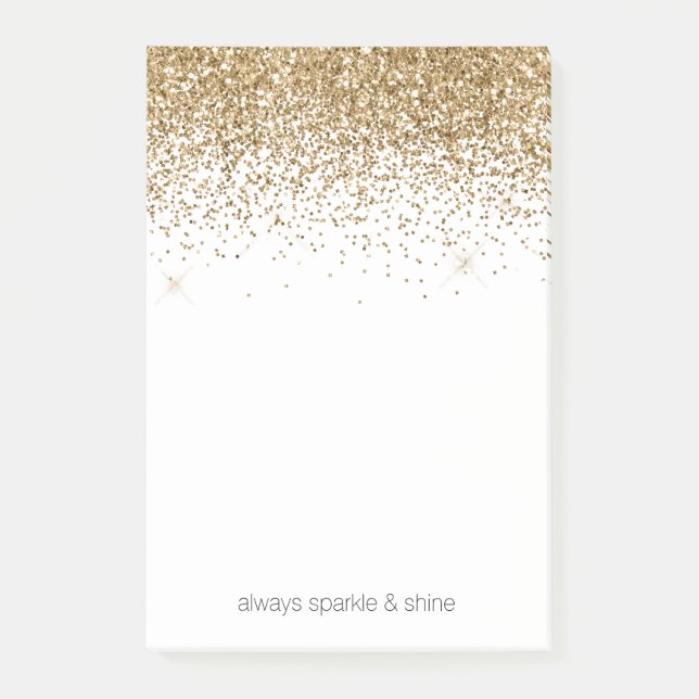 Bloco De Notas Glitter Dourado (Frente)