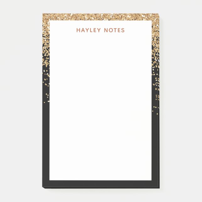Bloco De Notas Glitter Dourado Chic Inspiration Para Ela (Frente)
