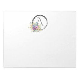 Bloco De Notas *~* Glitter Floral Minimalista Monograma Inicial F