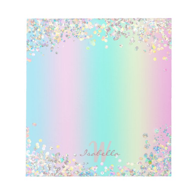 Bloco De Notas Glitter Holográfico Unicorn (Frente)