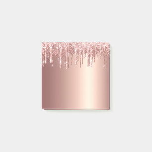 Bloco De Notas Glitter na moda de cobre, rosa de cobre, gotas de