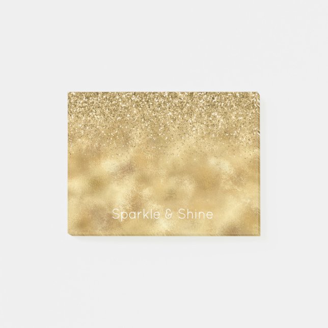 Bloco De Notas Glitter Sparkle Dourado   (Frente)