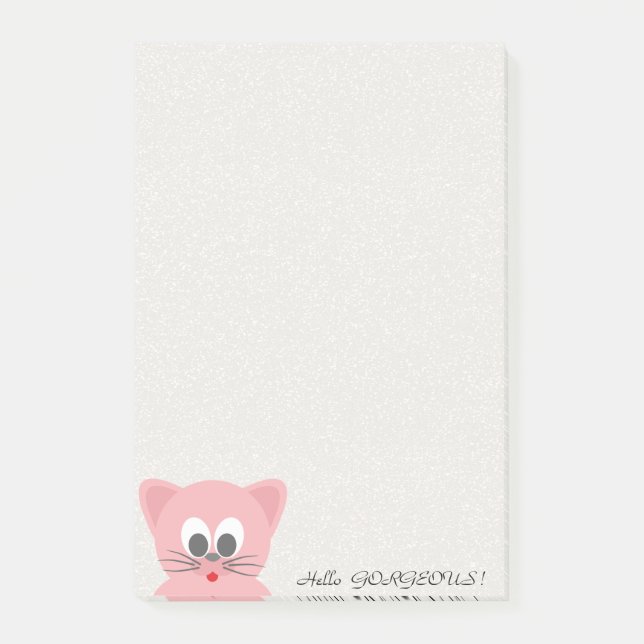 Bloco De Notas Glittery Whimsical Cat Quirky - Hello Gorgeous (Frente)