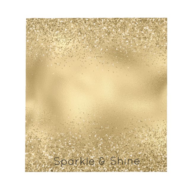 Bloco De Notas Glitzy Dourado Glam Glitter Sparkle (Frente)