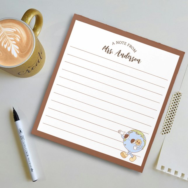 Bloco De Notas Globe Bonito Retro Engraçado Volta Para O Castanho (Criador carregado)