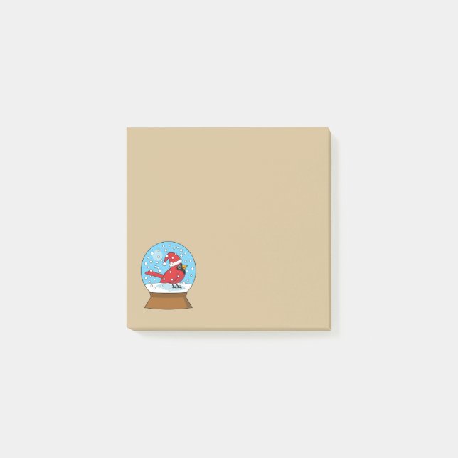 Bloco De Notas Globo de Neve com Cardeal Vermelho Bonito (Frente)