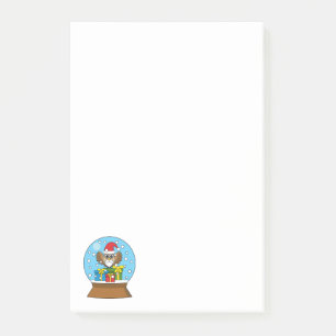 Bloco De Notas Globo de Neve com Santa Claus Owl