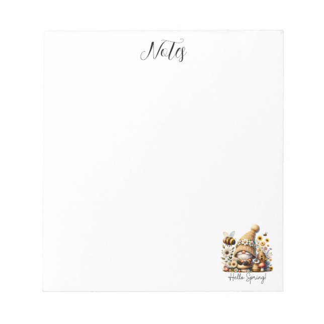 Bloco De Notas Gnome e abelha em Primavera (Frente)