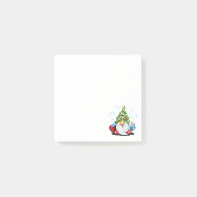 Bloco De Notas Gnomo de Natal com notas adesivas para presentes (Frente)