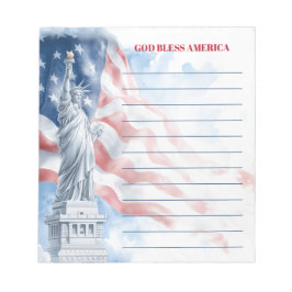Bloco De Notas God Bless America Statue of Liberty Lined