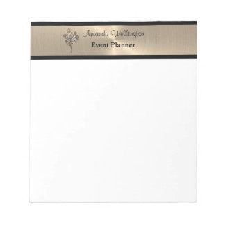 Bloco De Notas Gold and Black Floral Roses Professional Notepad