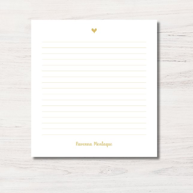 Bloco De Notas Gold Little Heart Handwritten Name Lined (Criador carregado)