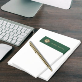 Bloco De Notas Gold Monogram Emerald Green Leather Look Elegant