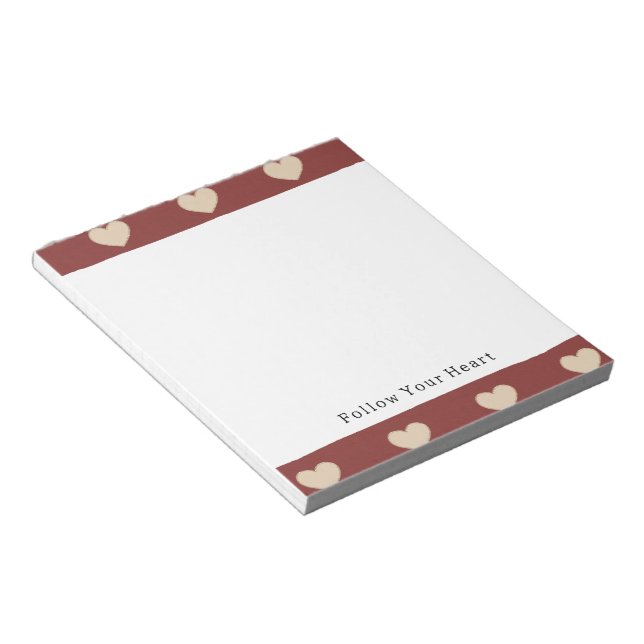Bloco De Notas Gold Red Cream Glitter Hearts Valentine's Day (Inclinado)