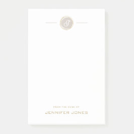 Bloco De Notas Gold Typography Beige Watercolor Monogram Name
