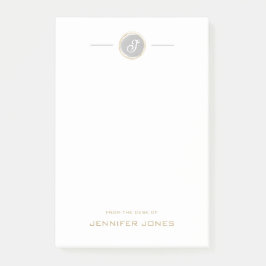 Bloco De Notas Gold Typography Gray Watercolor Monogram Name