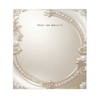 Bloco De Notas Golden Ornate Frame with Pearls Notepad