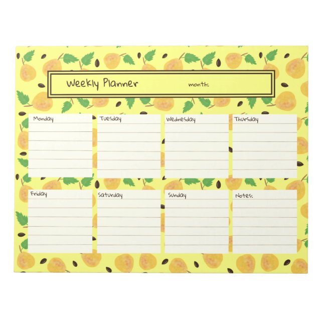 Bloco De Notas Golden Pears Collection Yellow Bright Planner (Frente)