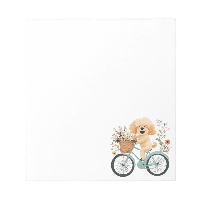 Bloco De Notas Goldendoodle Cachorro Cachorro Bicando Flores De M (Frente)