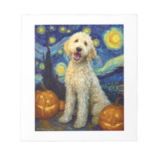 Bloco De Notas Goldendoodle Cachorro Fofo Dia das Bruxas Jack O L