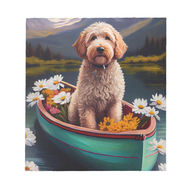 Bloco De Notas Goldendoodle em um remo: Uma aventura cêntrica (Frente)