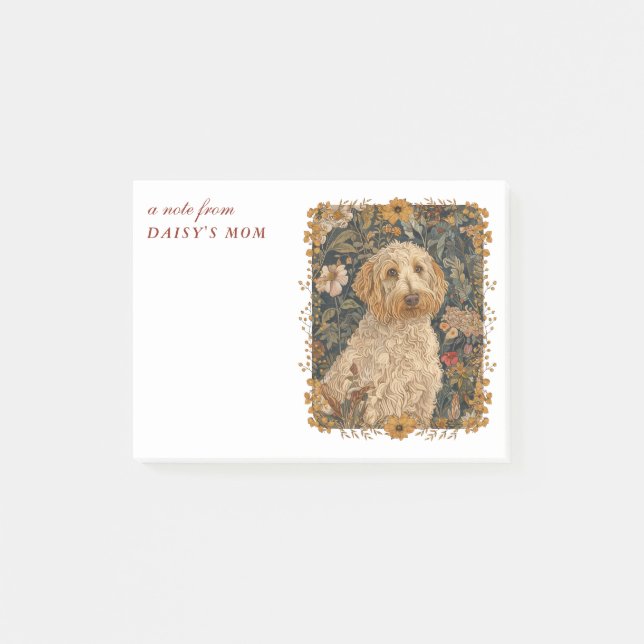 Bloco De Notas Goldendoodle Mãe Texto Personalizado Bonito (Frente)