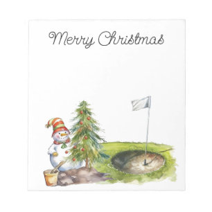 Bloco De Notas Golfer Snowman no campo de golfe