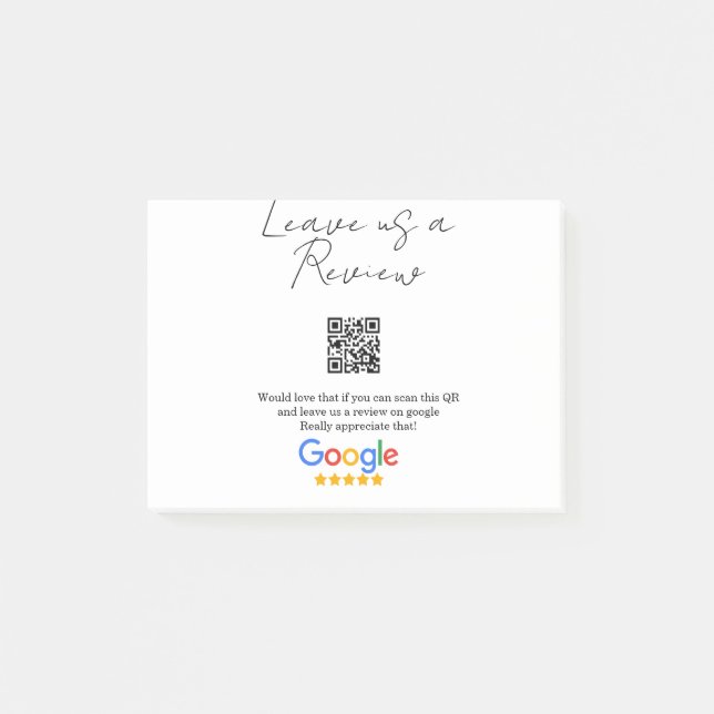 Bloco De Notas Google review business logo Scan QR review (Frente)