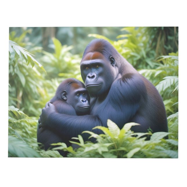 Bloco De Notas Gorilla Animal Nature Wildlife Affecting Caring (Frente)