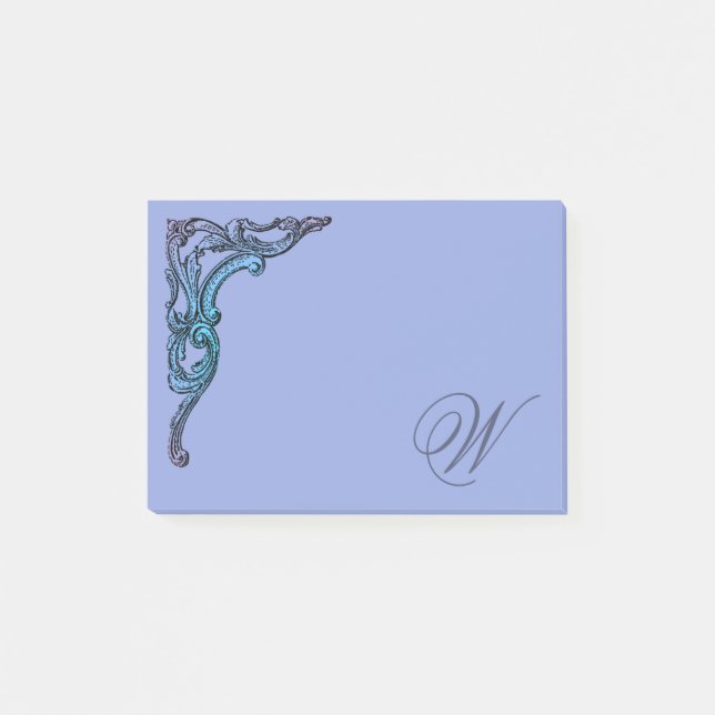 Bloco De Notas Gótico Monograma Romântico Pastel Steampunk (Frente)