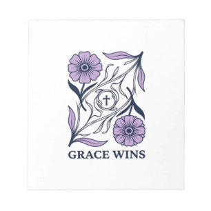 Bloco De Notas Grace Wins Floral Camiseta Cristã Vintage com Grav