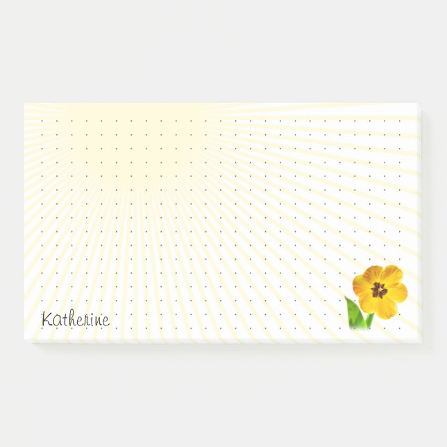 Bloco De Notas Grade Pontilhada - Foto Floral Amarelo-Aberto Choc (Frente)
