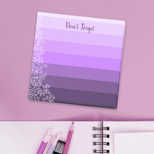 Bloco De Notas Gradiente Botânico Roxo-Striped Não Esqueça