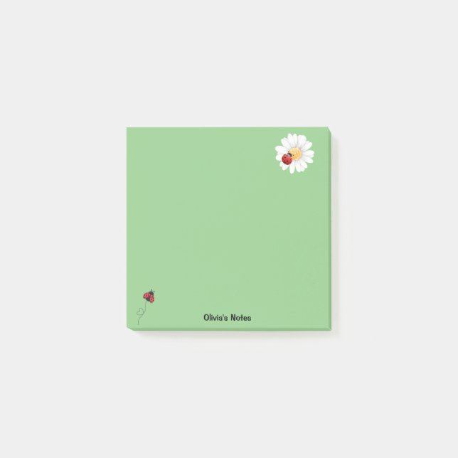 Bloco De Notas Gradiente de Flor de Ladybug Cute Nome personaliza (Frente)