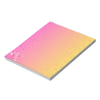 Bloco De Notas Gradiente Rosa e Amarelo com Falsas Pintas Dourada