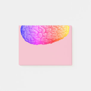 Bloco De Notas Gradiente Vintage Half Human Brain Rainbow