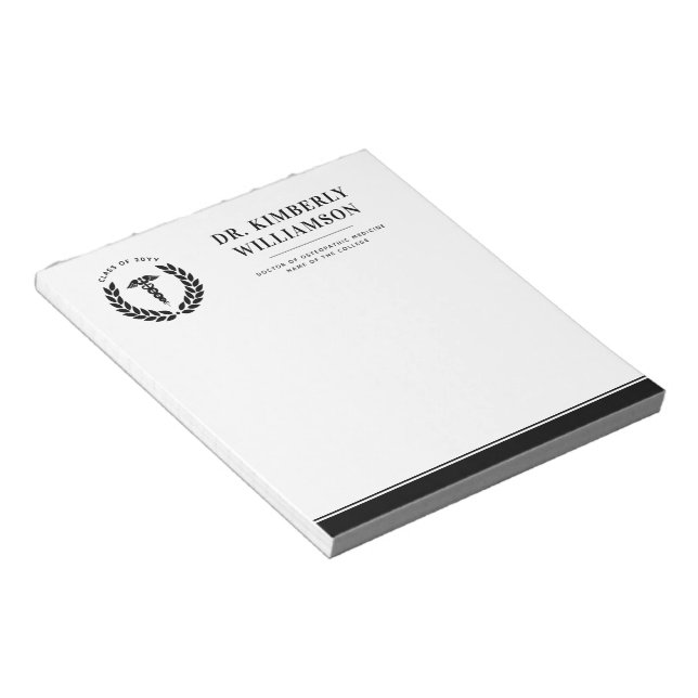 Bloco De Notas Graduação Personalizada da Faculdade de Medicina M (Inclinado)